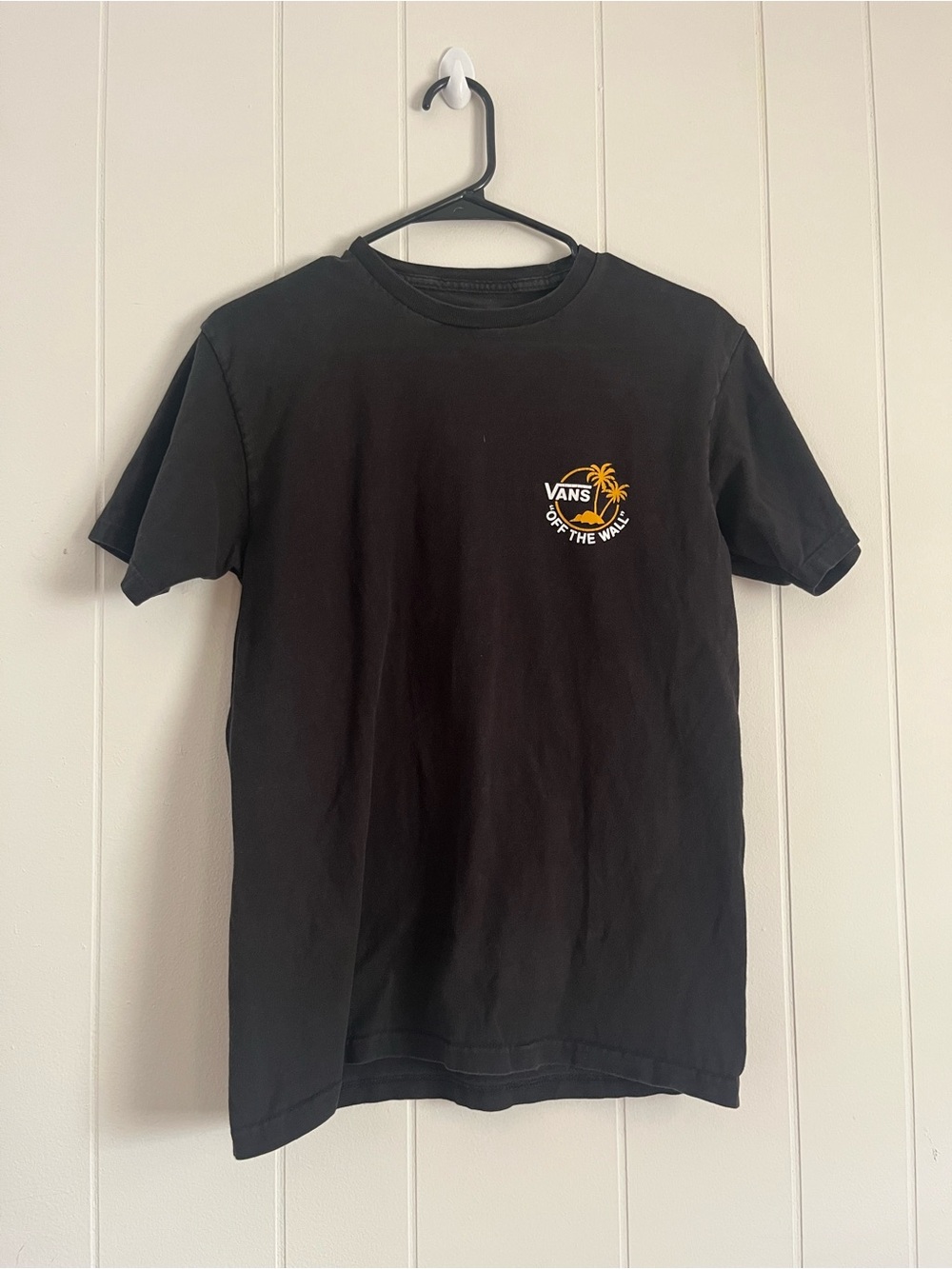 Vans Black Short-Sleeve Tee with Yellow Palm Logo